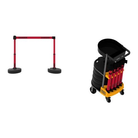 Banner Stakes PLUS Cart Pkg With Tray, Red Double-Sided inDangerin PL4162T